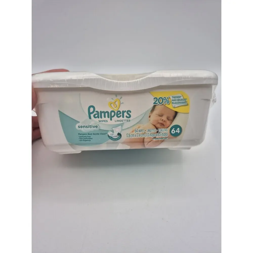 Pampers Sensitive Baby Wipes 64 Count Pop Up Container Refillable New SEALED